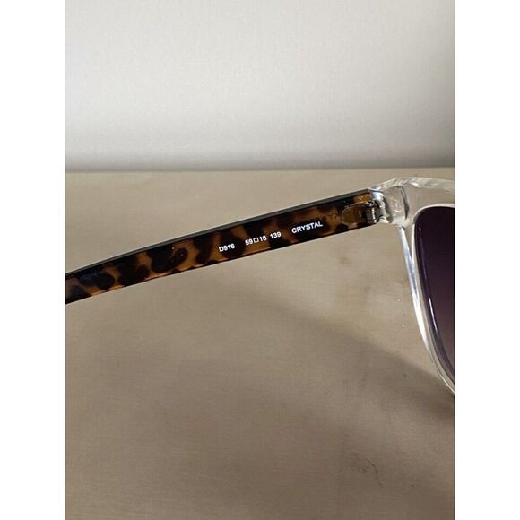 Lucky Brand Clear Crystal Frame Gray Gradient Lens Cat Eye Sunglasses - Picture 4 of 8